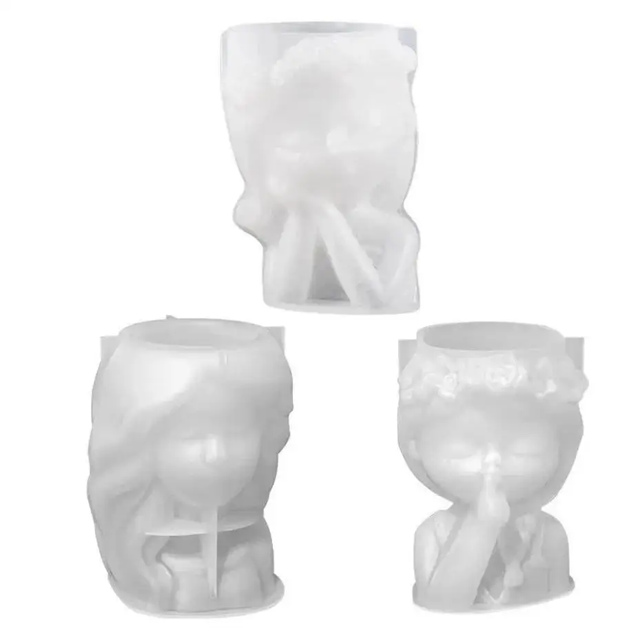 1 개의 PC 실리콘 형 3D 귀여운 소녀 꽃 가가정 장식을 위한 DIY 수제 공예품 플라스터 가가정 장식을 위한 크리스탈 에폭시 수지 형