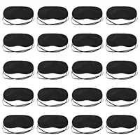 20 Pcs Eye Mask Sleep Sleeping Elastic Polyester Cover Disposable Lightweight Lightproof Black Protectors Travel 1