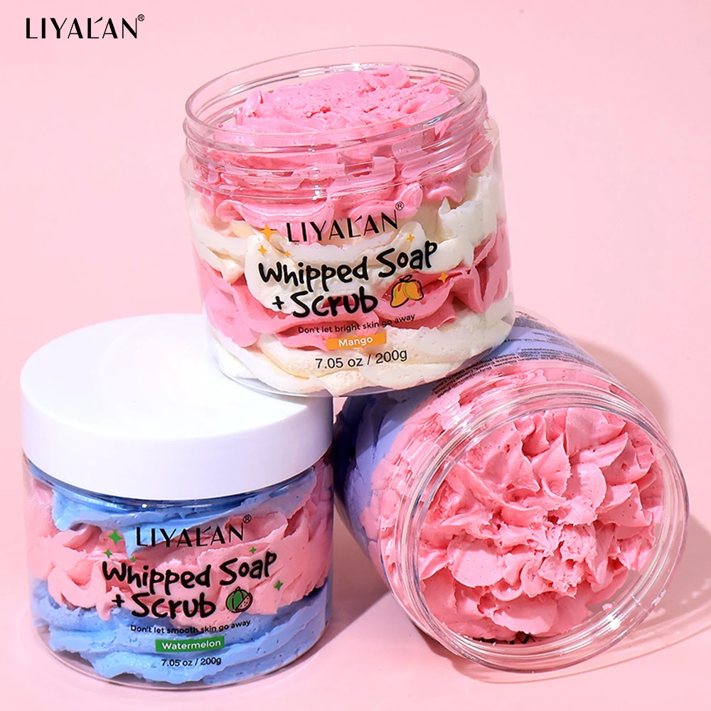 Whipped Soap Bath Cleansing Exfoliating Body Wash Moisturizing Smooth Skin Rainbow Scrub Soften Shave Vegan Handmade Shower Soap whipped soap