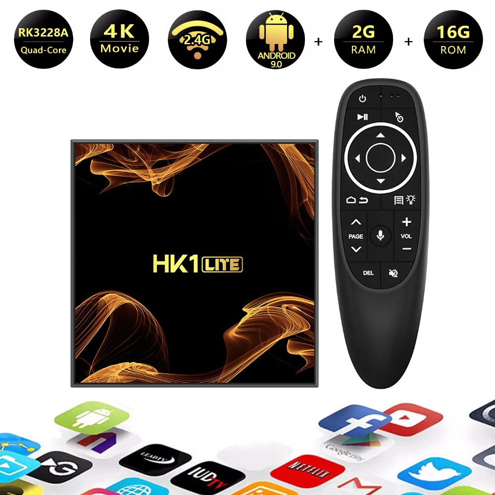 ТВ-приставка HK1 LITE RK3228A ARM Mali 400 GPU WIFI 2 4G 802 11 b/g/n Android 9 0 Smart TV BOX 4K 60 Гц 3D USB H.265 медиа