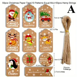 Eco - Friendly Holiday Gift Tags with Twine for Festive Crafting and Decoration (A - 50pcsbrown)