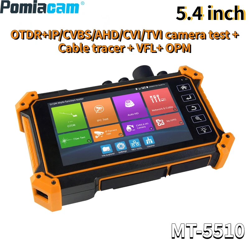 5.4 Inch Multifunctional OTDR and CCTV Tester, OPM/VFL/cable Tracker Combination Optical Power Meter MT-5510/MT-5500 OTDR Tester 8k h 265 cctv tester new android system k15 clmovtadhsef 7 inch ipc tester sfp optical module ahd cvi tvi sdi hdmi vga input