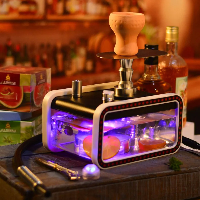 Acrylic Square Hookah with Double Hose and LED Light Bongs in Australian