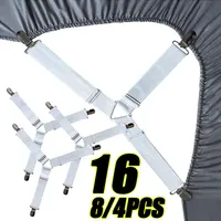 16/4Pcs/Set Adjustable Bed Sheet Grippers Belt Fastener Bed Sheet Clips Mattress Cover Blankets Quilt Holder Organize Gadgets 1