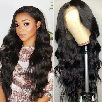 Pre Plucked Brazilian Human Hair Wigs 13x4 HD Transparent Lace Front Wig 180% Density Natural Black Lace Frontal Wig for Women 1