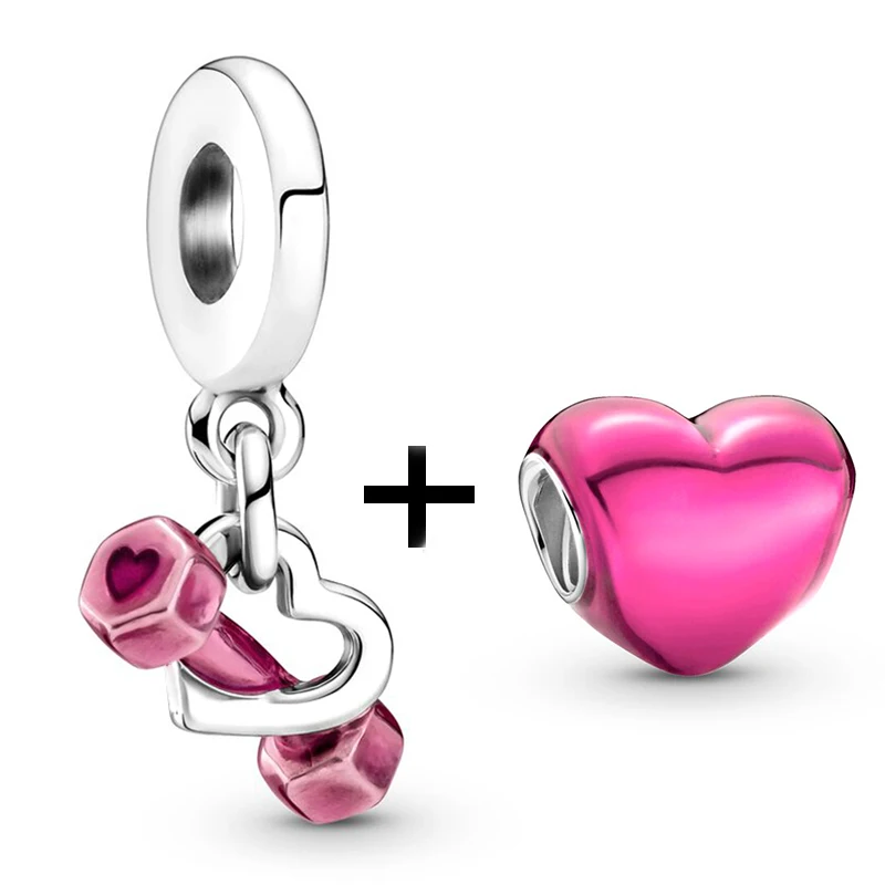Silver Charm Beads 2Pcs/Lot Love Heart Star Beads Pendant Fit Original Brand Charms Bracelet Women Jewelry Gift 45 Styles