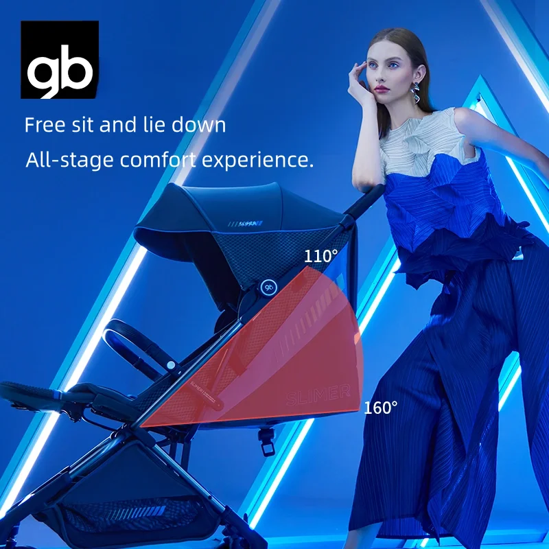 gb Stroller is lightweight, foldable and ultra-thin, with a large canopy head that can be sat or laid down