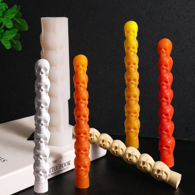 DIY Halloween Horror decorazioni 3D sette stack cranio Silicone Candle Mold Scheletro Zucca portacandele stampi cemento cemento
