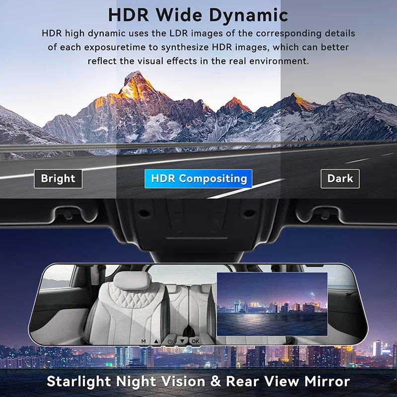 4.3inch 1080P Rearview Mirror Car DVR Ultra-thin Video Recorder Dash Cam for Cars Front Rear View Camera Black Box Car Assecory