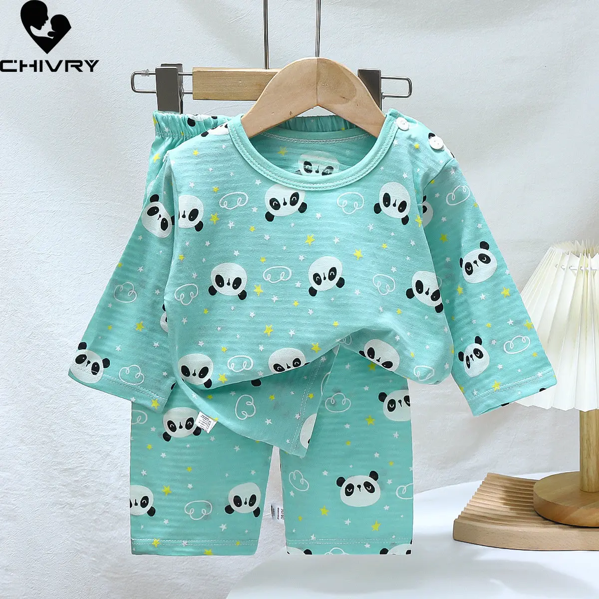 

Kids Summer Thin Silky Pajamas Sets 2023 Boys Girls Cartoon Three-quarter Sleeve O-neck T Shirt Tops with Pants Baby Sleepwear