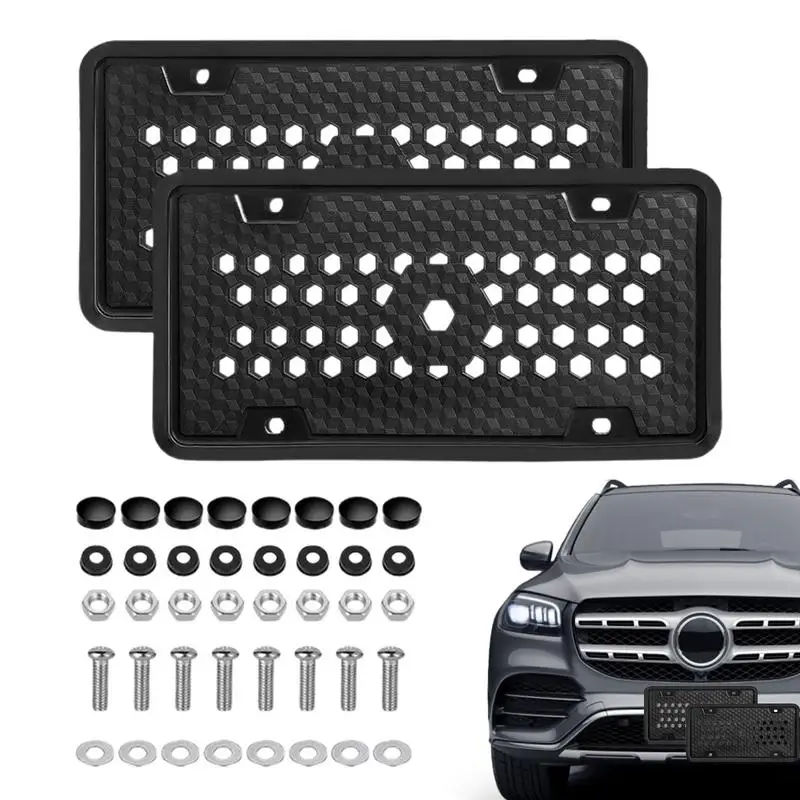 

Silicone License Plate Frame Rust Proof Black License Plate Bracket Weatherproof Car Front Rear License Plate Holder Auto Parts