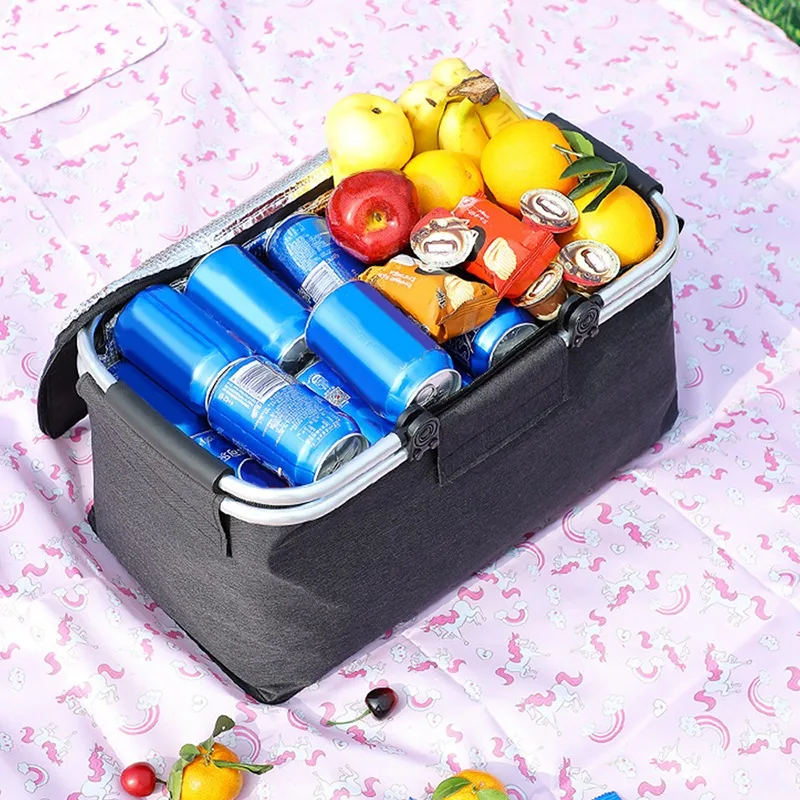 Fashion Large Lunch Bag Folding Portable Fridge Bag Thermal Bag Insulated Lunch Box Cooler Bag For Picnic Beach Food Bag