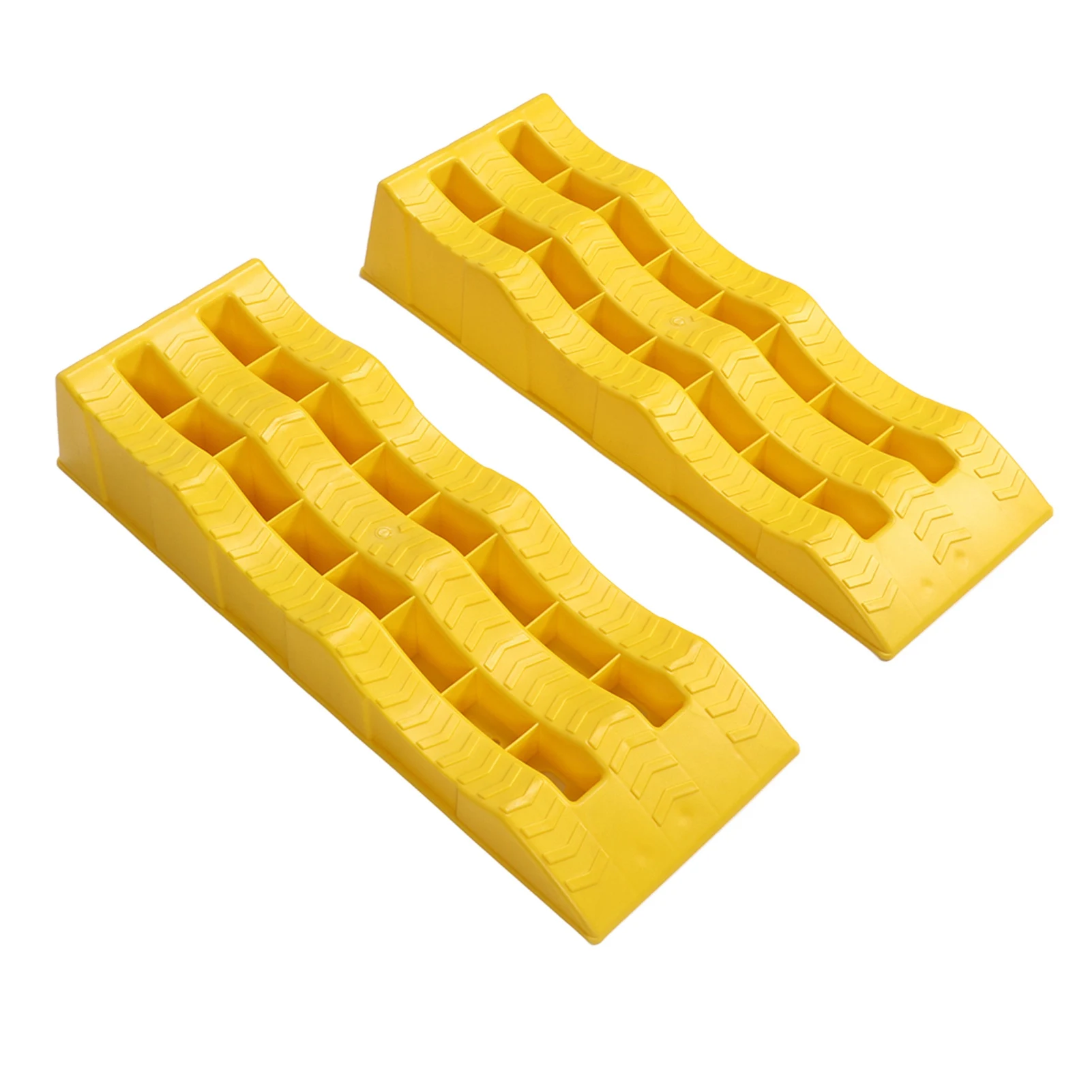 2Pcs Motorhome Leveling Ramps RV Accessories 3 Stage Yellow Trailer Camper Wheel Chocks for Stabilizing Uneven Ground Parking