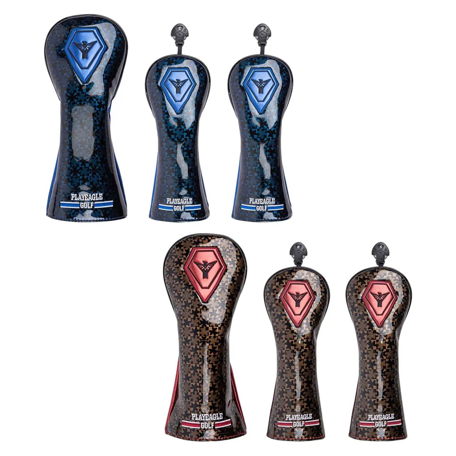 

3x PU Golf Wood covers for head Head Covers with Interchangeable Tag Guard Sleeve Durable for Woods Driver