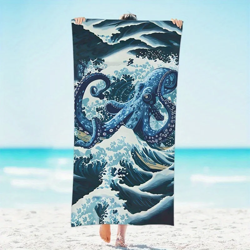 Strandtuch Mit Ozean Oktopus Wellen Muster Für Pool Und Camping_voghion.com