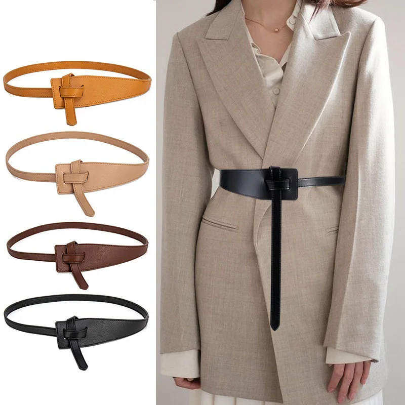 Pu Leather Dress Accessories Belts Women Knot Belt Women Knotted