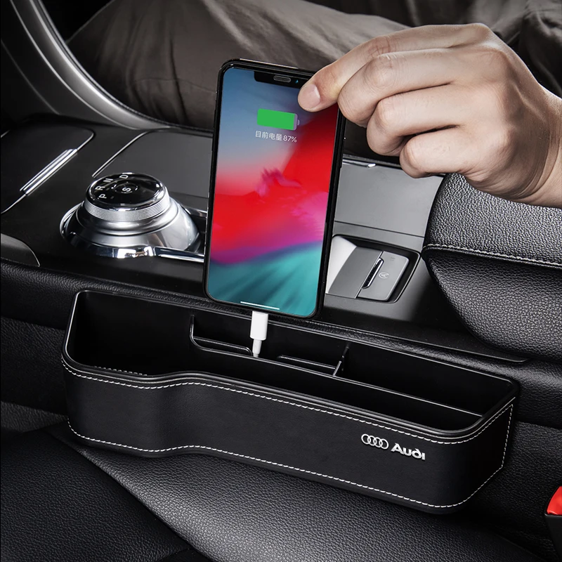 Car Seat Gap Leather Storage Box Phone Pocket For Audi A3 A4 A4L A5 A6