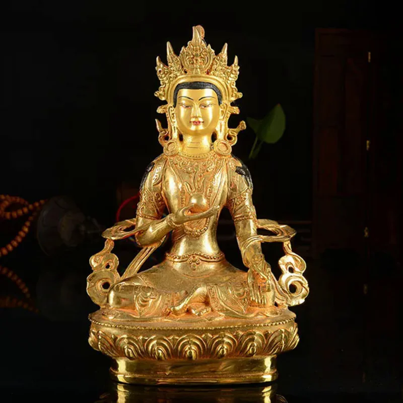 

Оптовая продажа, статуя Будды #8 дюймов # Тибетский буддизм Ksitigarbha Bodhisattva позолоченная латунная статуя # домашние эффективные талисманы