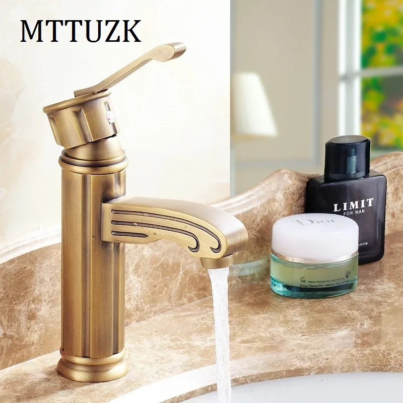 

Vidric Top grade Unique Deck Mount Bathroom & Kitchen Basin Faucet Antique Pattern Mixer Tap hot and cold water taps faucets