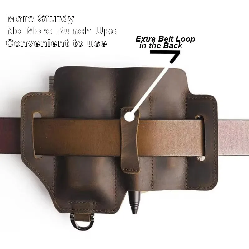 Tool Pocket PU Multifunctional Storage Wear Resistant Durable Retro Outdoor Sports Pocket Tool Leather Case Flashlight Cover 3