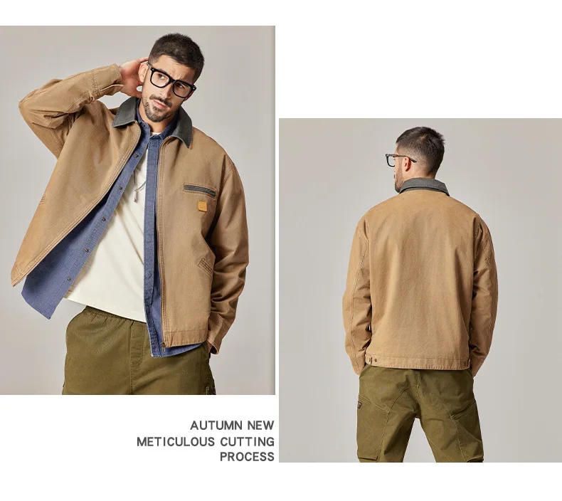 Men's Spring and Autumn Retro Cotton Workwear Jacket Outerwear | eBay