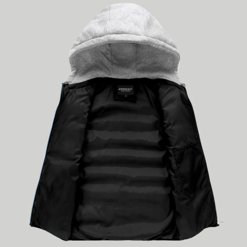 Autumn Winter Vests Hooded Jacket With Zipper Men's Outerwear Cotton Vest Thickened Windproof Warm Cotton Down Vest Men Women