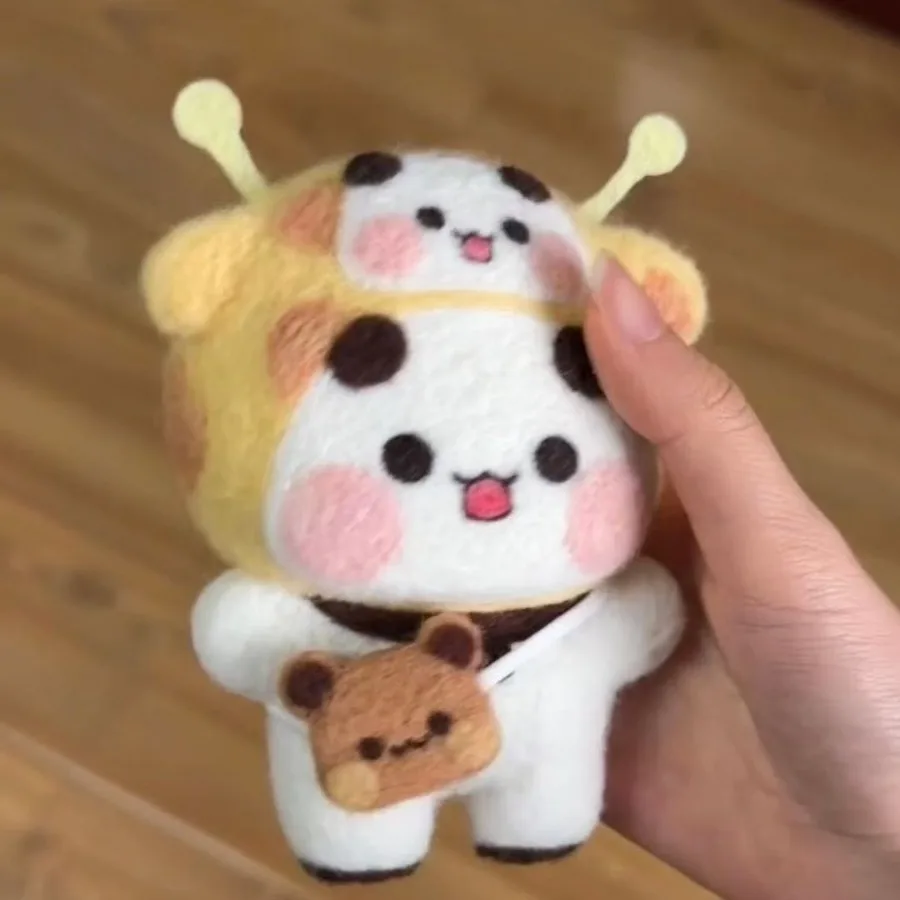 Bubu Dudu Wool Needle Felting Kit Non-finished Dolls DIY Felting Set Yier Panda Bear Handmade DIY Gift Animal Felt Crafts needle felting kit wool felting kit