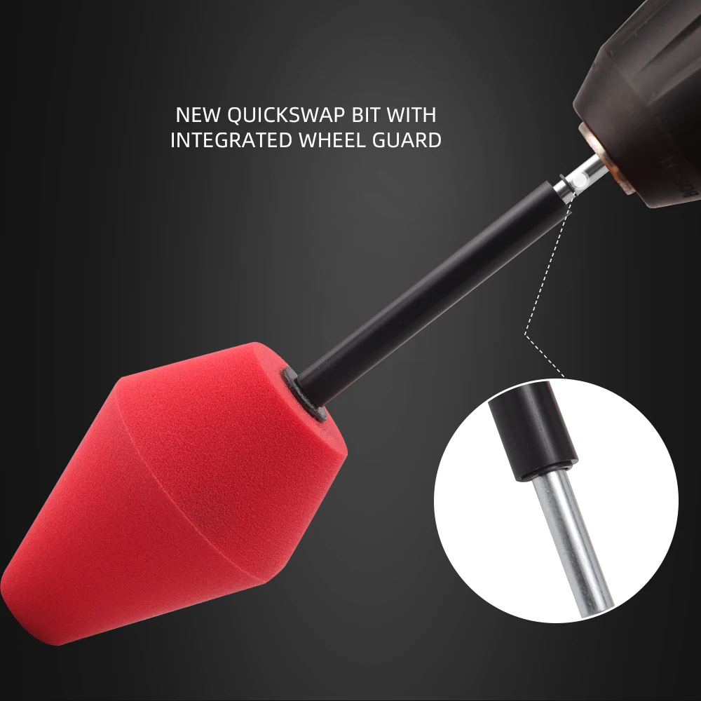 SPTA Red Ball Buster Wheel and Rim Polisher System For Electric Drill Buffing Cone Car Gadget