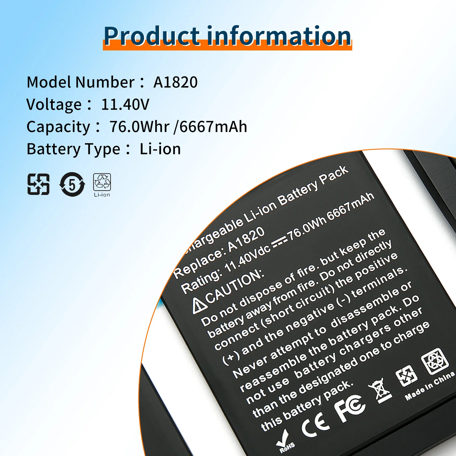 Рисунок 5 - Аккумулятор BVBH A1820 для ноутбука APPLE MACBOOK PRO