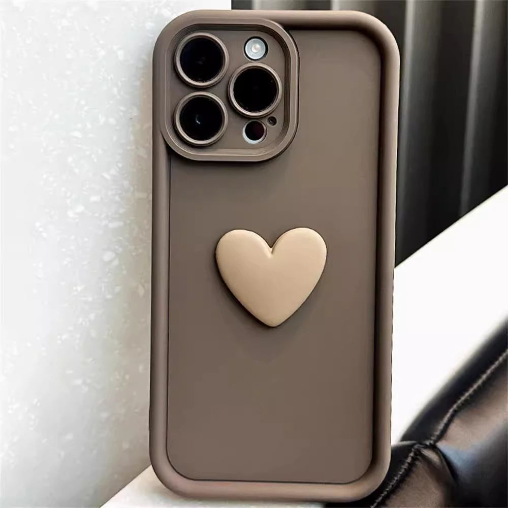 FLYKYLIN Cute 3D Love Heart Matte Soft Back Case