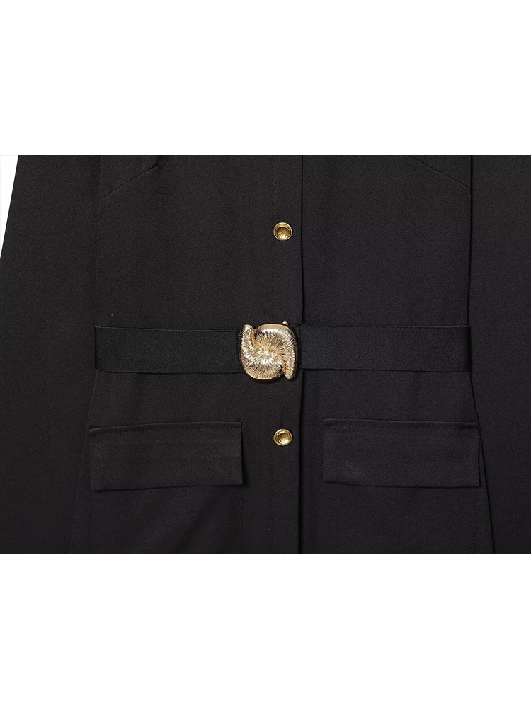 New Arrivals Women's Belt Long Dress Round Neck Long Sleeve Slim Fit Temperament Elegant Midi Dress Ladies Office Fashion Dress