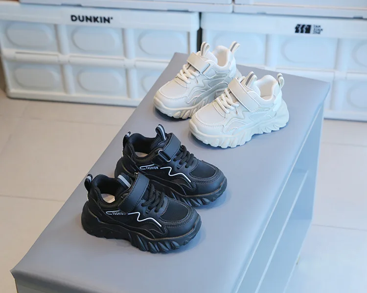Kinder-Turnschuhe, Frühling und Herbst, vier Jahreszeiten, Modelle, Herren und Mädchen, Papa-Schuhe, rutschfeste weiße Schuhe, weicher Boden, Freizeitschuhe – Detail 3