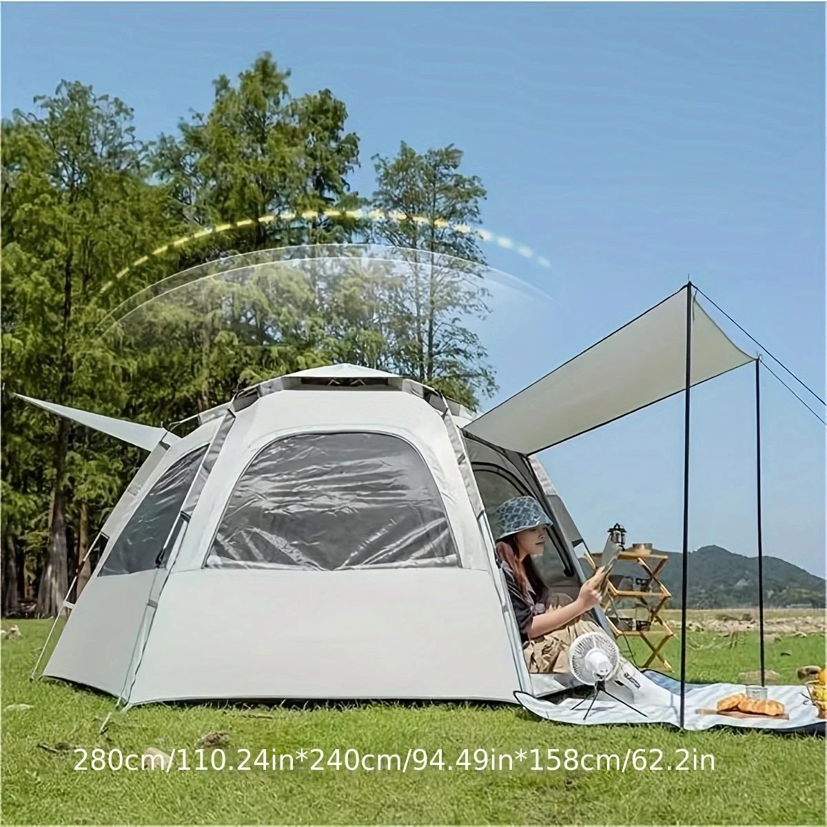 4-Person Wind-Resistant Tent with Skylight 6