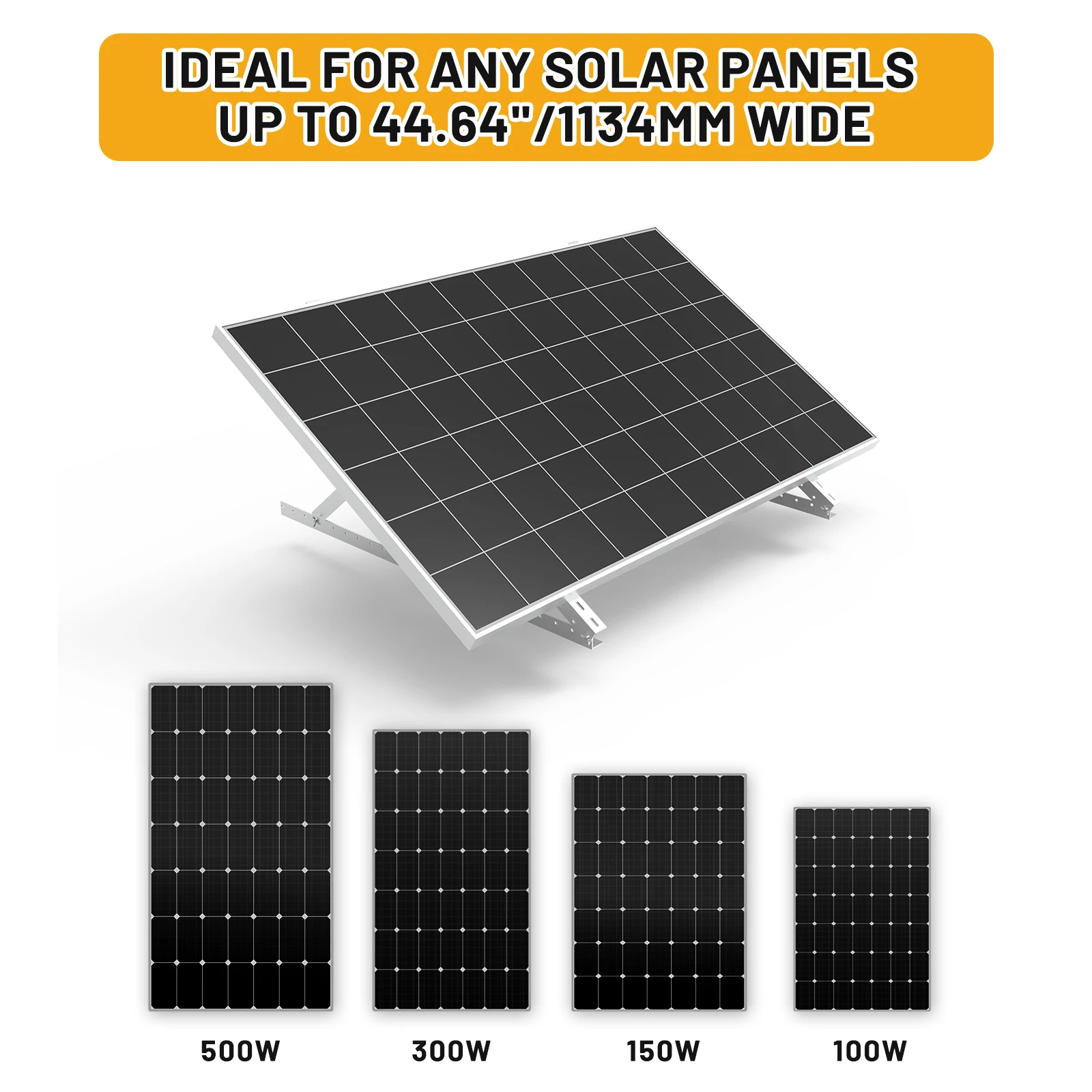 Solar Panel Mounting Set,CP-SETUNO 45in Adjustable Solar Panel Tilt Mount Brackets Support up to 100W-500 Watt Solar Panel For Any Flat Surface Roof RV