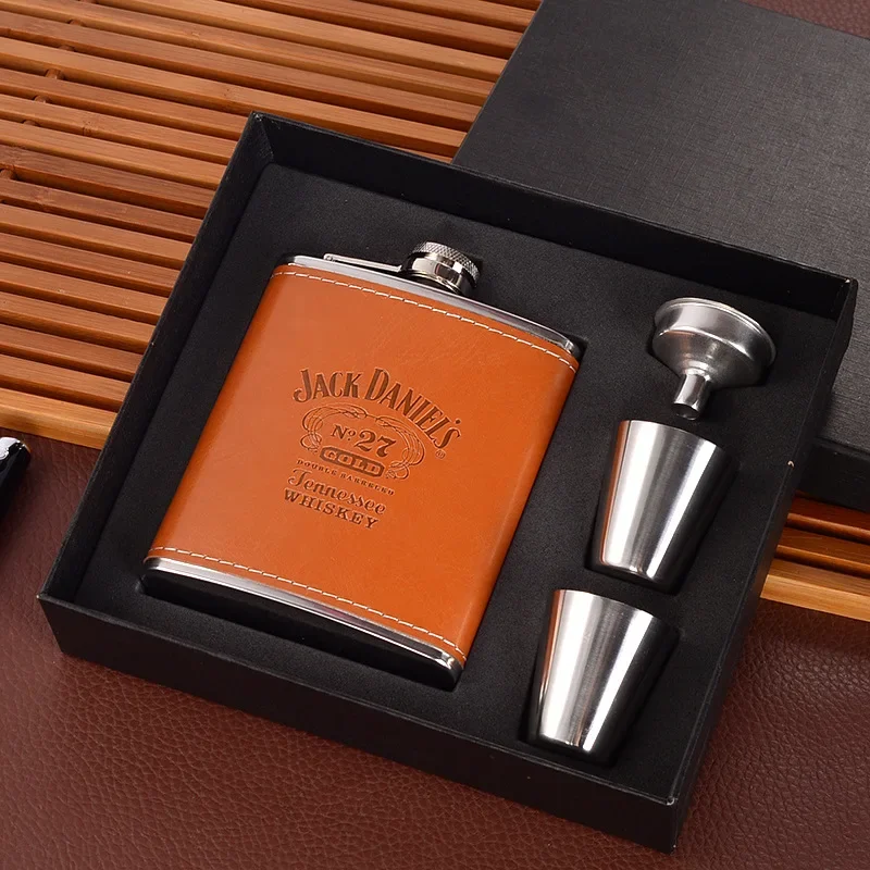 Portable Stainless Steel Hip Flask Whiskey Flagon Wine Pot Bottle Funnel Travel Classic Drinkware Outdoor Gift 7oz 8oz