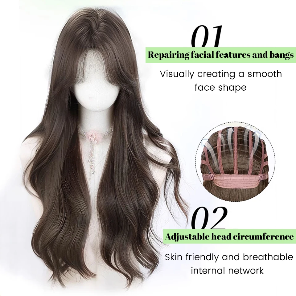 Brown Synthetic Long Deep Wave Wig For Women