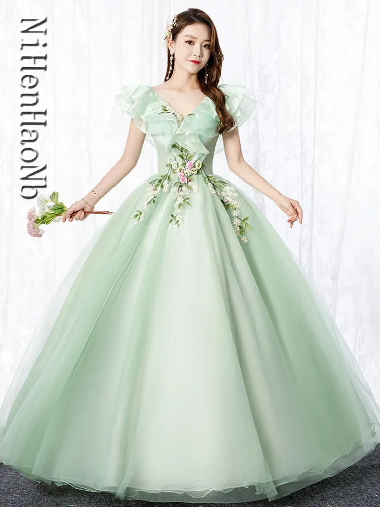 

Ruffled Masquerade Sweet 16 Dress Vestidos De 15 Anos Gorgeous Princess 3D Floral Quinceanera Dresses Ball Gowns