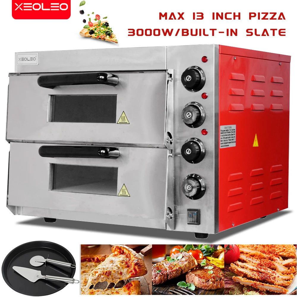 XEOLEO Electric Pizza Kitchen Food Processor Double Layer Baker Machine Home Appliance Stainless Steel Cuisine Commercial Oven