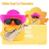 Car Rubber Duck Ornaments Yellow Duck Car Dashboard Decorations with Musical Instruments Mini Top Hat Guitar Sunglasses Necklace 2