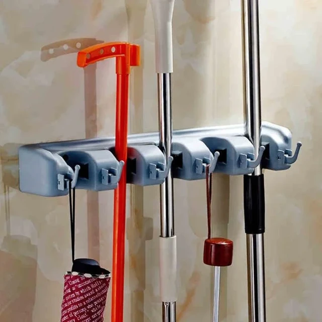 Mop and Broom Organizer - Wall Mounted - Drain-Net Technologies