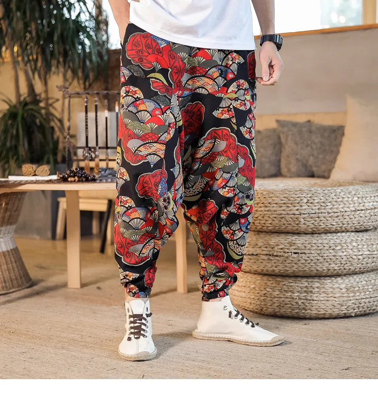 2022 Summer Mens Baggy Cross Pants Men Women Hip-hop Print Wide Leg Pants Male Casual Vintage Long Trousers mens harem joggers