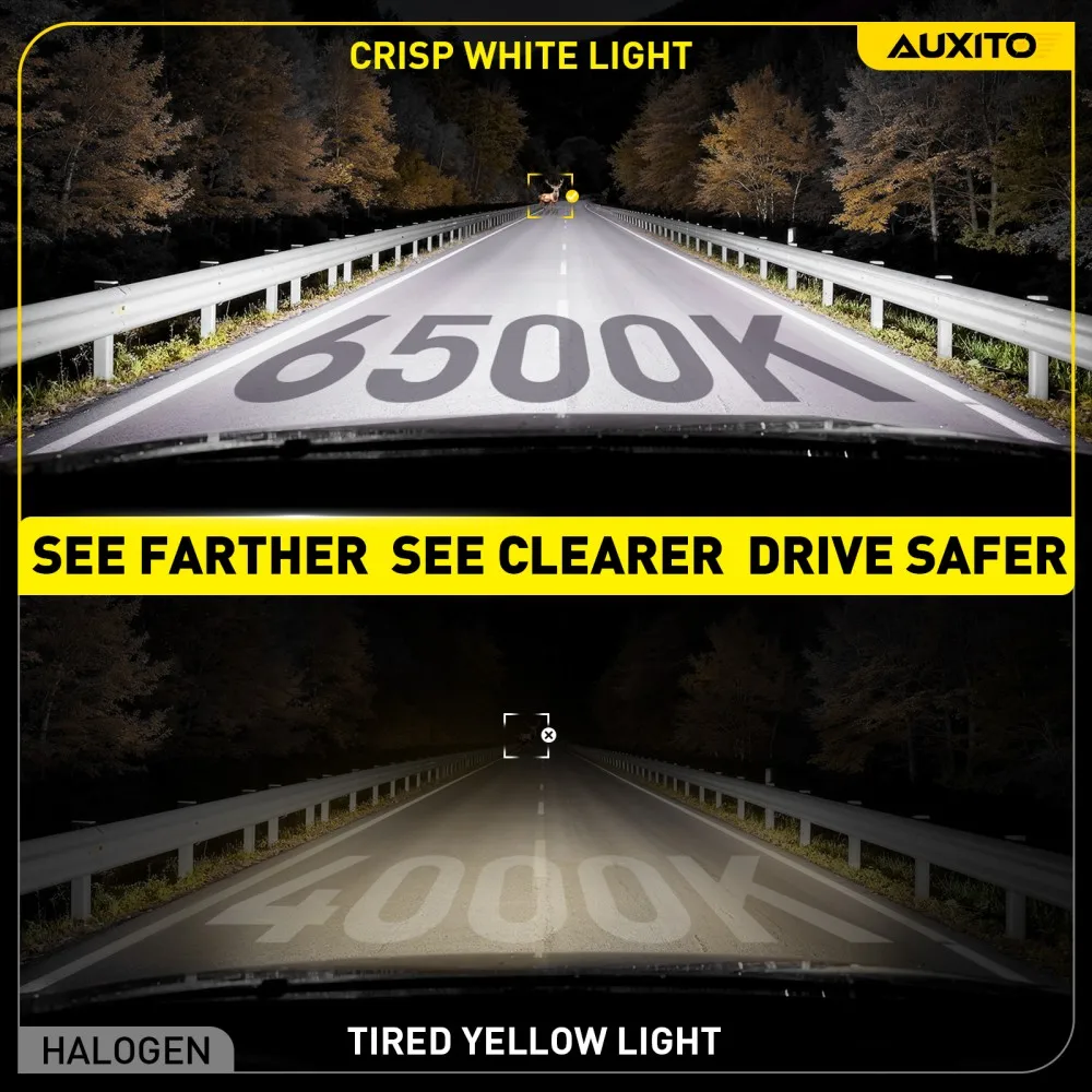 AUXITO 2개 LED 램프 H4 헤드라이트 전구 팬리스 12V 1:1 미니 사이즈 디자인 6500K 화이트 H4 9003 LED 헤드라이트 키트 상향등/하향등