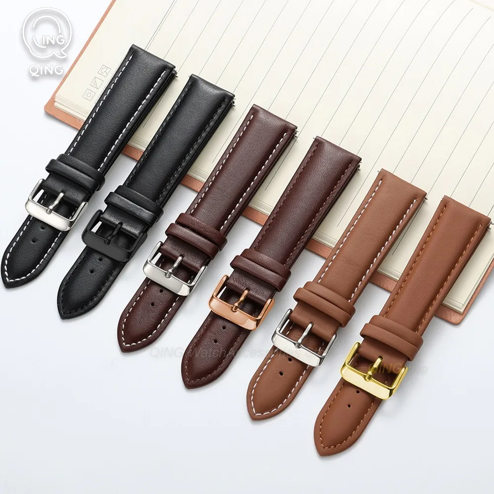 Premium Leather Quick Release Watch Strap - Elegant Calfskin Wristband