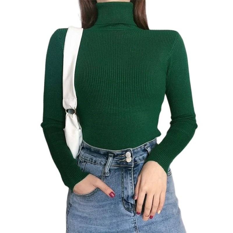 vintage sweaters Autumn Winter Sweater 2022 New Black High Neck Knitted Top Tide Pullover Versatile Slim Bottomed Blouse Women Underwear Sweater ladies sweater