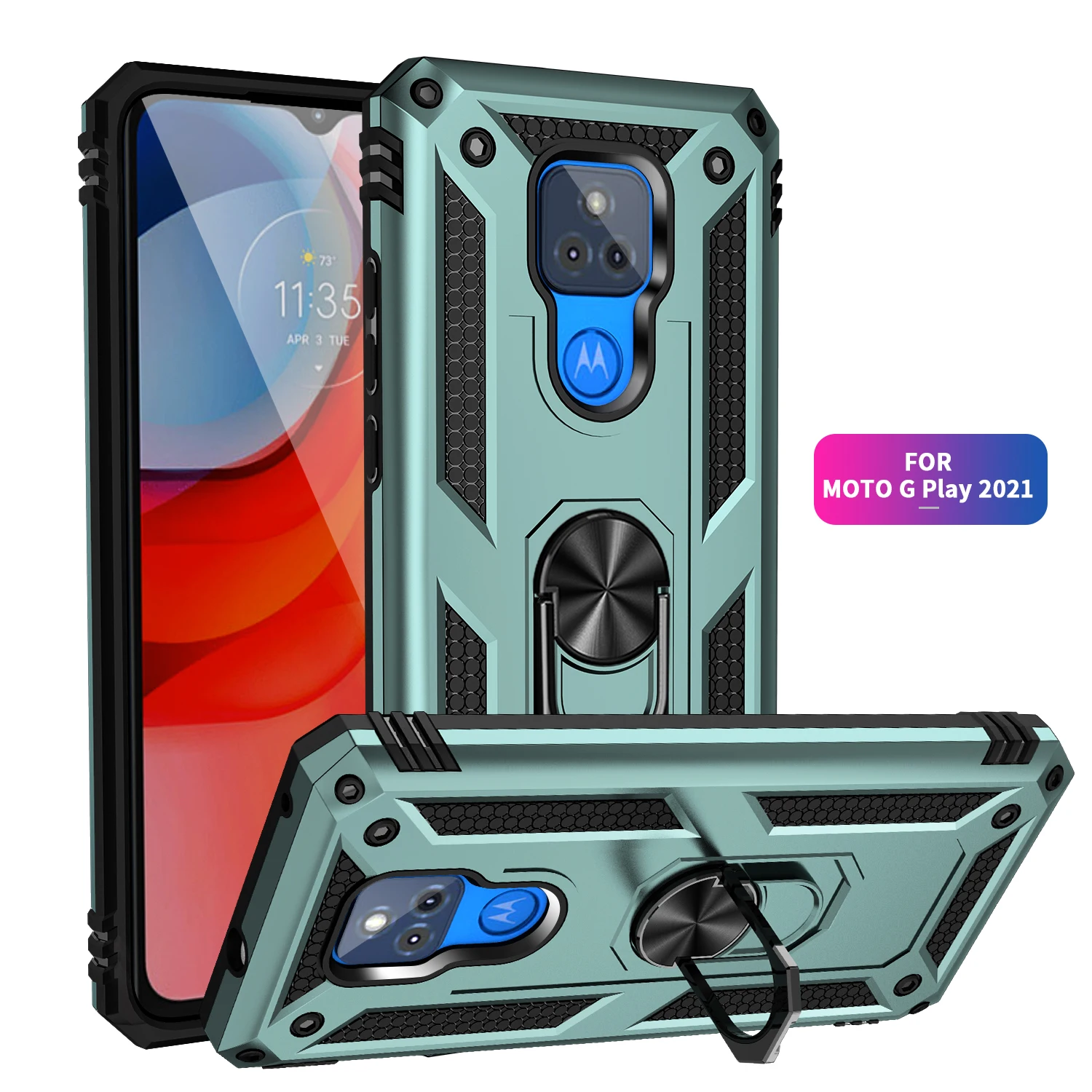 Moto G Play 케이스 용 전화 Moto G Play 2021 케이스 충격 방지 갑옷 견고한 군용 보호용 자동차 홀더 마그네틱 커버