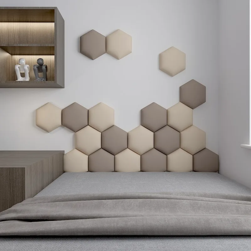 Hexagonal Bedroom Furniture Headboard 3D Wall Stickers Cabecero Cama 135 Bed Head Tete De Lit Tatami Decor Panels