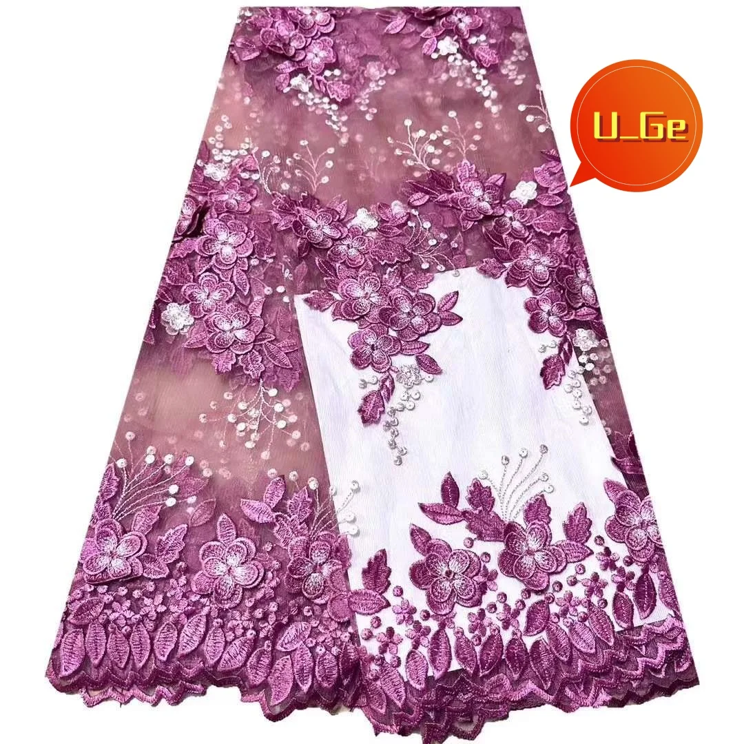 

5Yards 2024 Latest Best Quality Delicate Very Soft 3D Embroidered Tulle lace Fabric For Wedding Evening Dress U_GE1838