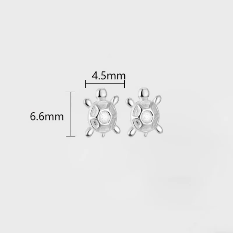 999 Sterling Silver Jewelry Animal Little Turtle Stud Earrings For Women Girls Children