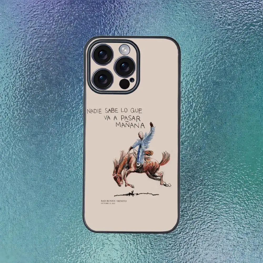 Bad Bunny Inspired Black Frosted Soft Shell Phone Case