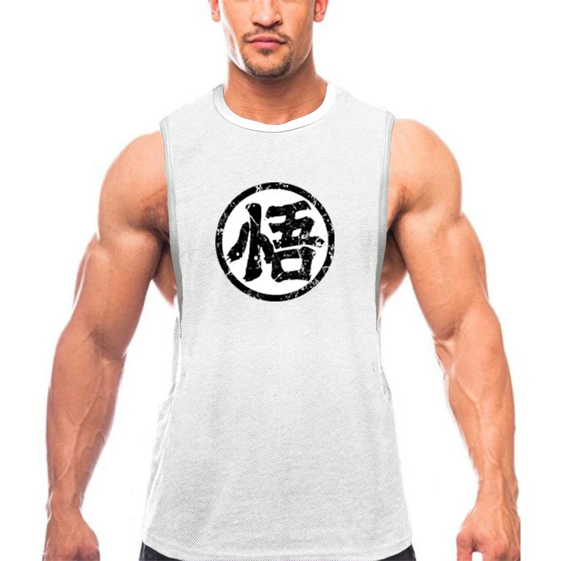 Mesh Quick Dry Gym Bodybuilding Muscle Tank Tops Mens Fitness Running Sport Singlets Fashion Cut Off Sleeveless Breathable Shirt